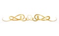 Gold Ornament In Ribbon Shaped With Heart In Center Vector Design