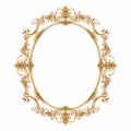Vintage Rococo Golden Frame With Floral Design On White Background