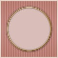 Gold oval frame on vintage style striped background Royalty Free Stock Photo