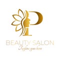 Gold P Letter Initial Beauty Brand Logo Design