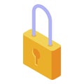 Gold padlock icon, isometric style Royalty Free Stock Photo