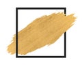 Gold paint in black square brush strokes