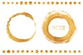 Gold paint hand drawn circle frames set. Vector