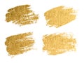 Gold paint smear stroke stain set. Abstract gold glitter texture art illustration. Vector illustration Royalty Free Stock Photo