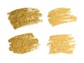 Gold paint smear stroke stain set. Abstract gold glitter texture art illustration. Vector illustration Royalty Free Stock Photo