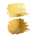 Gold paint smear stroke stain set. Abstract gold glitter texture art illustration. Royalty Free Stock Photo