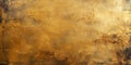 Gold paint texture background, vintage rough yellow pattern on metal plate. Old grungy golden surface, abstract antique artefact.