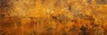 Gold paint texture, panoramic banner of old orange pattern like rust on metal leaf. Vintage rough golden surface, abstract antique Royalty Free Stock Photo