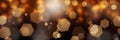 Gold panoramic abstract bokeh lights background Royalty Free Stock Photo