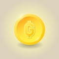 Gold paraguayan guaranies coin. Vector illustration for websites, web design, mobile app, infographics Royalty Free Stock Photo