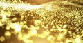 Gold particle wave with light flare Royalty Free Stock Photo