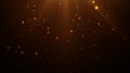 Gold particles abstract background with shining golden Floating Dust Particles Flare Bokeh star on Black Background in Slow Motion