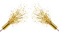 Gold party poppers with confetti and stars isolated on a transparent background Royalty Free Stock Photo