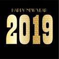 gold pattern new years eve 2019 graphic on black background Royalty Free Stock Photo