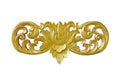 Gold Pattern of wood flower carved on white background