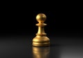 Gold pawn chess, standing against black background