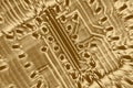 Gold pcb technology background and computer pattern, circuit golden