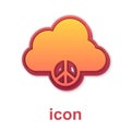 Gold Peace cloud icon isolated on white background. Hippie symbol of peace. Vector Royalty Free Stock Photo