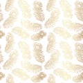 Gold Peacock Feather Seamless Pattern on White Background Royalty Free Stock Photo