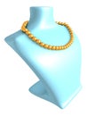 Gold pearl necklace on blue mannequin Royalty Free Stock Photo