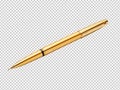 Gold pen isolated on transparent background Royalty Free Stock Photo