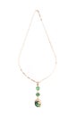 Gold pendant with emerald isolated on white