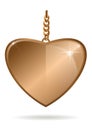 Gold pendant in the form of heart on a gold chain Royalty Free Stock Photo