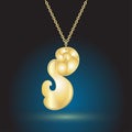 Gold pendant jewelry on dark background with backlight Royalty Free Stock Photo