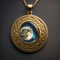 Gold pendant with moon planet