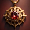 Gold Pendant With Precious Natural Ruby Gemstone Royalty Free Stock Photo