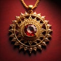 Gold Pendant With Precious Natural Ruby Gemstone Royalty Free Stock Photo