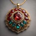 Gold Pendant With Precious Natural Ruby Gemstone Royalty Free Stock Photo