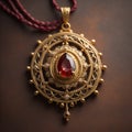 Gold Pendant With Precious Natural Ruby Gemstone Royalty Free Stock Photo