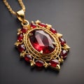 Gold Pendant With Precious Natural Ruby Gemstone Royalty Free Stock Photo