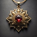 Gold Pendant With Precious Natural Ruby Gemstone Royalty Free Stock Photo