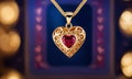 gold pendant in the shape of a heart. Selective focus. Royalty Free Stock Photo