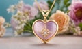 gold pendant in the shape of a heart. Selective focus. Royalty Free Stock Photo