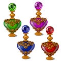 Gold perfume vintage bottles in shape of heart