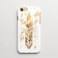 Gold Arrow Iphone Case: Watercolor Design On White Background