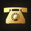 Gold phone icon. Vector illustration
