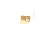Gold Photo camera icon isolated on white background. Foto camera icon. 3d illustration 3D render Royalty Free Stock Photo