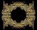 Gold photo frame with corner Thailand line floral for picture. border design is pattern Thai art style Royalty Free Stock Photo