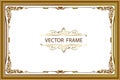 Gold photo frame with corner thailand line floral for picture, Vector design decoration pattern style.frame border design is patte Royalty Free Stock Photo