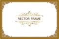 Gold photo frame with corner thailand line floral for picture, Vector design decoration pattern style.frame border design is patte Royalty Free Stock Photo