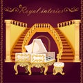 Gold piano and Grand staircase with columns Royalty Free Stock Photo
