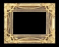 Gold picture frame on black background Royalty Free Stock Photo