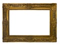 Gold picture frame. Isolated over white Royalty Free Stock Photo