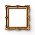 Elegant Golden Frame Mockup On White Background Royalty Free Stock Photo