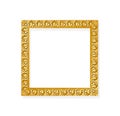 Gold picture frame with square shape patterns isolated on white background , clipping path Royalty Free Stock Photo