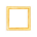 Gold picture frame in square shaped patterns isolated on white background and clipping path Royalty Free Stock Photo